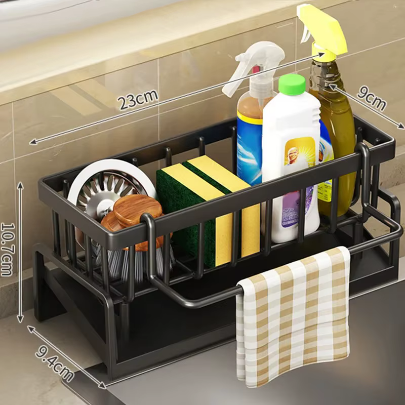 Égouttoir d'évier de cuisine, organisateur de cuisine multifonctionnel en acier inoxydable, égouttoi