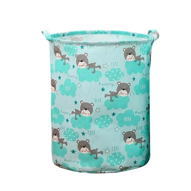 Nouveau panier à linge imprimé Portable pliable sac de rangement à linge à la maison panier en coton