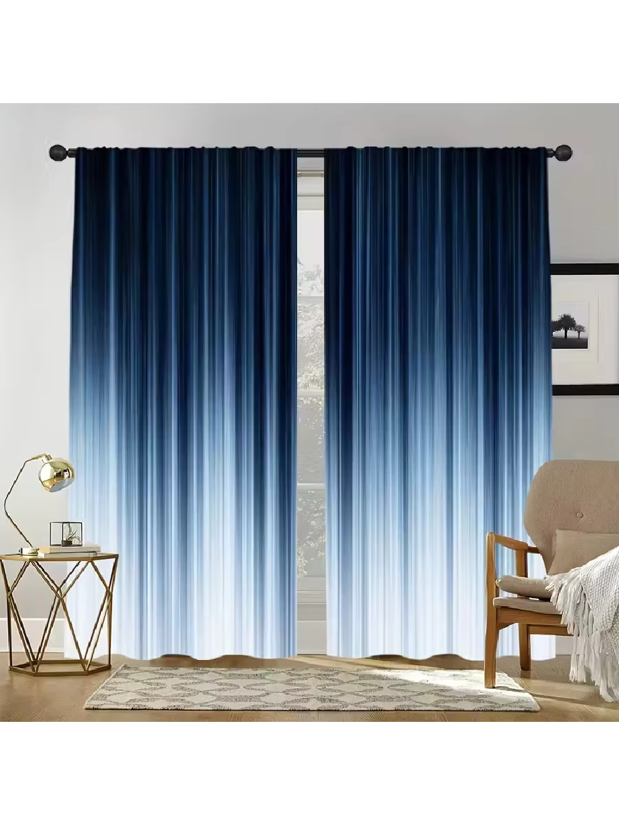 Rideaux modernes à motif dégradé bleu, 2 pièces, conçus pour bloquant la lumière, matériau de qualit