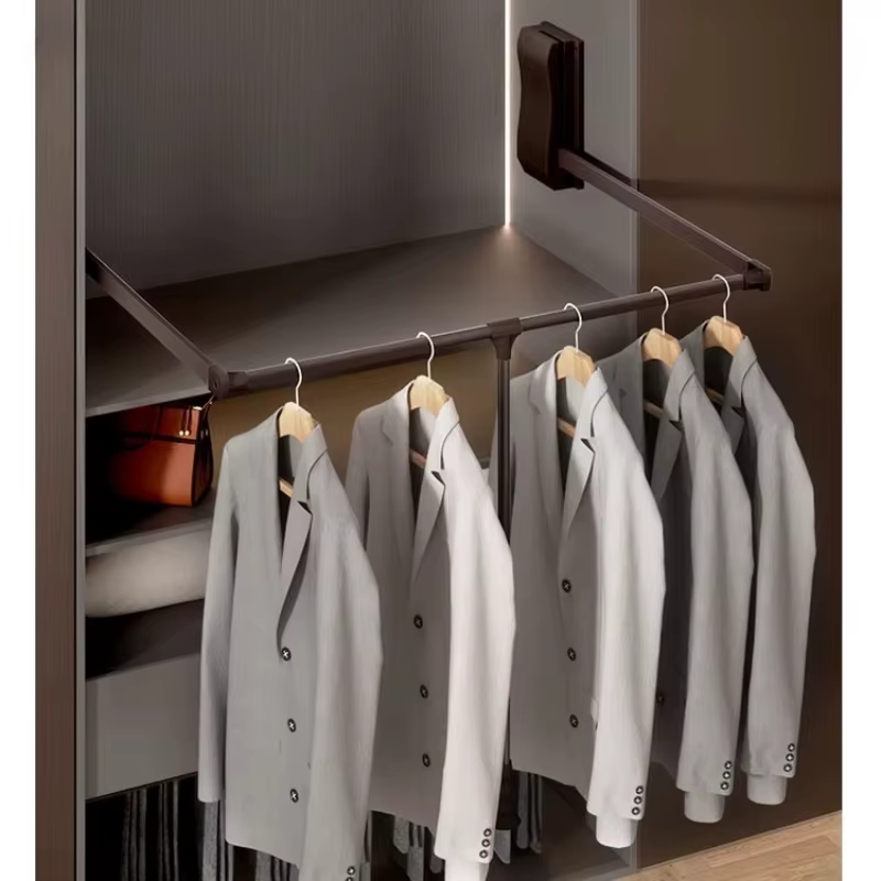 Accessoires de cintre de levage de fermeture de matériel de rangement réglable de garde-robe