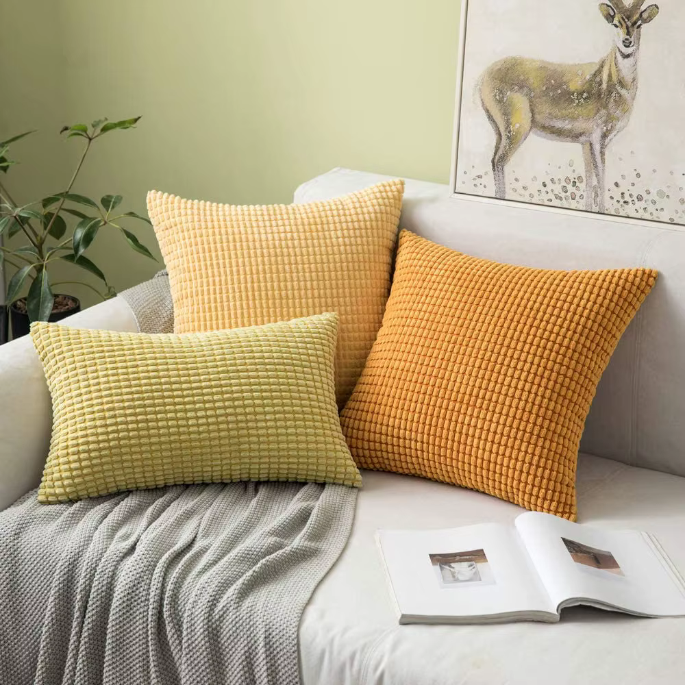Housse de coussin en velours côtelé, grande noyau de maïs, en peluche, 35/45/50/60/70cm, pour canapé