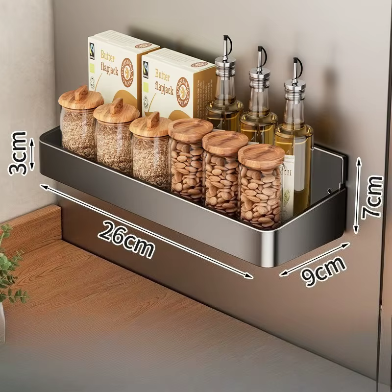Étagère magnétique de cuisine en acier au carbone, fixation murale sans perçage, rangement latéral p