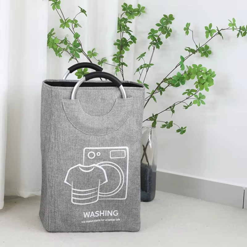 Panier à linge pliable en lin avec poignées, imperméable, grande capacité pour vêtements sales, rang