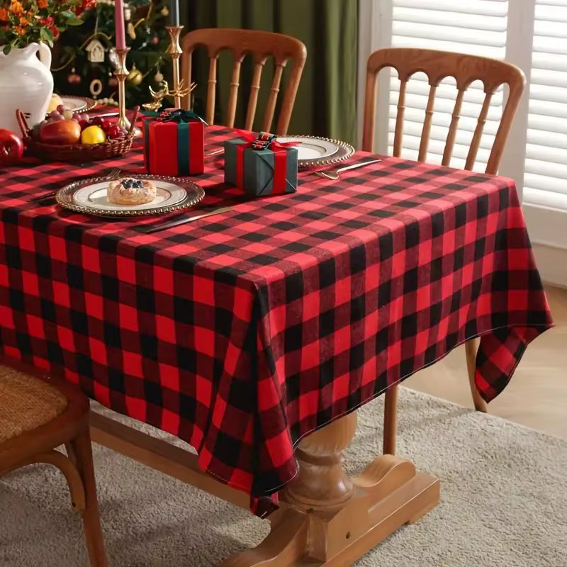 Nappe de noël rectangulaire à carreaux de buffle, couverture de Table à manger de cuisine pour Thank