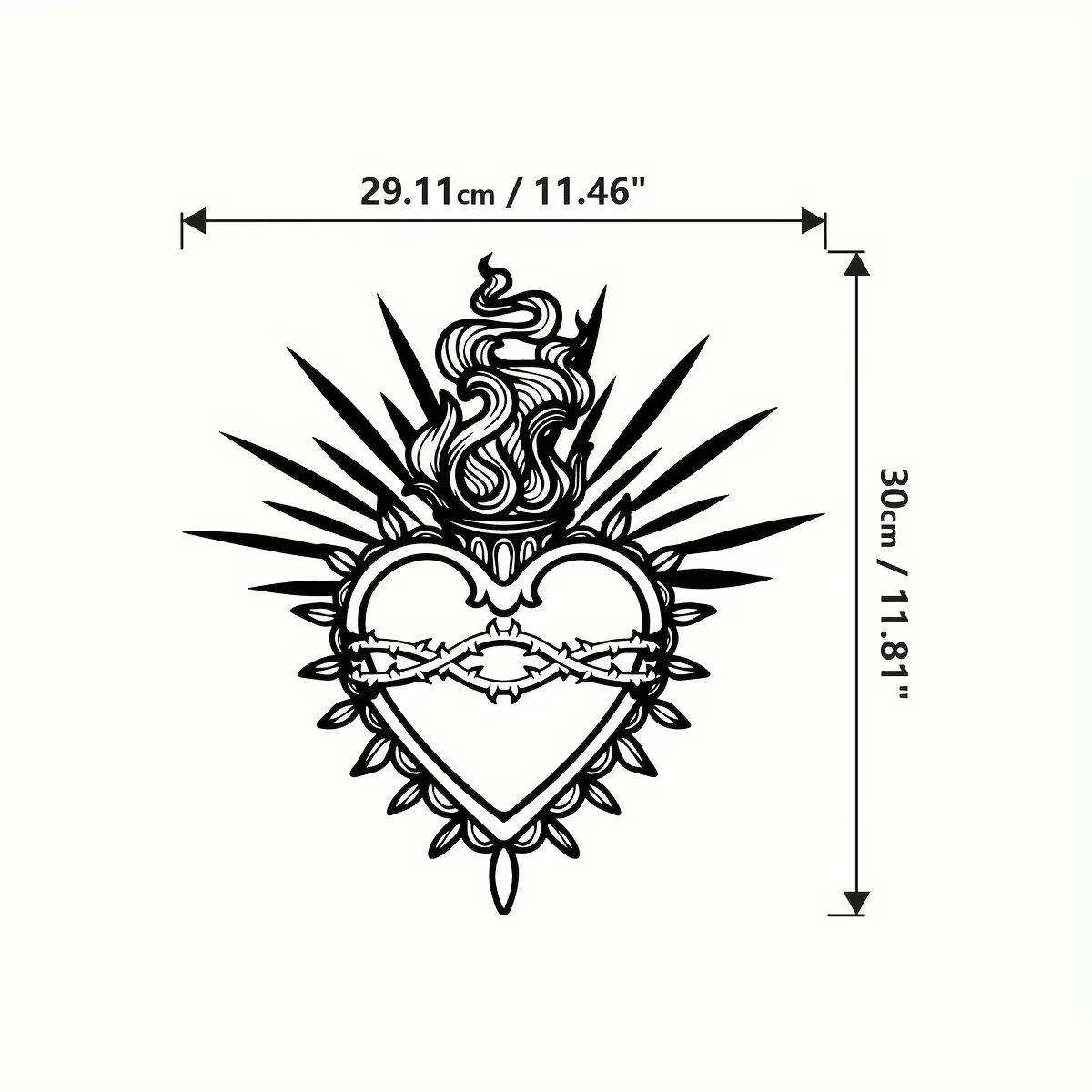 Décoration Murale Vintage Cœur Sacré en Aluminium 12x16 pouces – Impression Métallique Étanche et Du