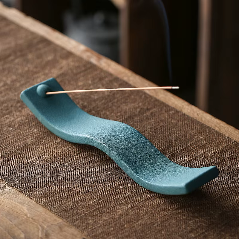 Porte-encens en fil de céramique brut créatif, porte-anciers d'encens couché, décoration faite à la 