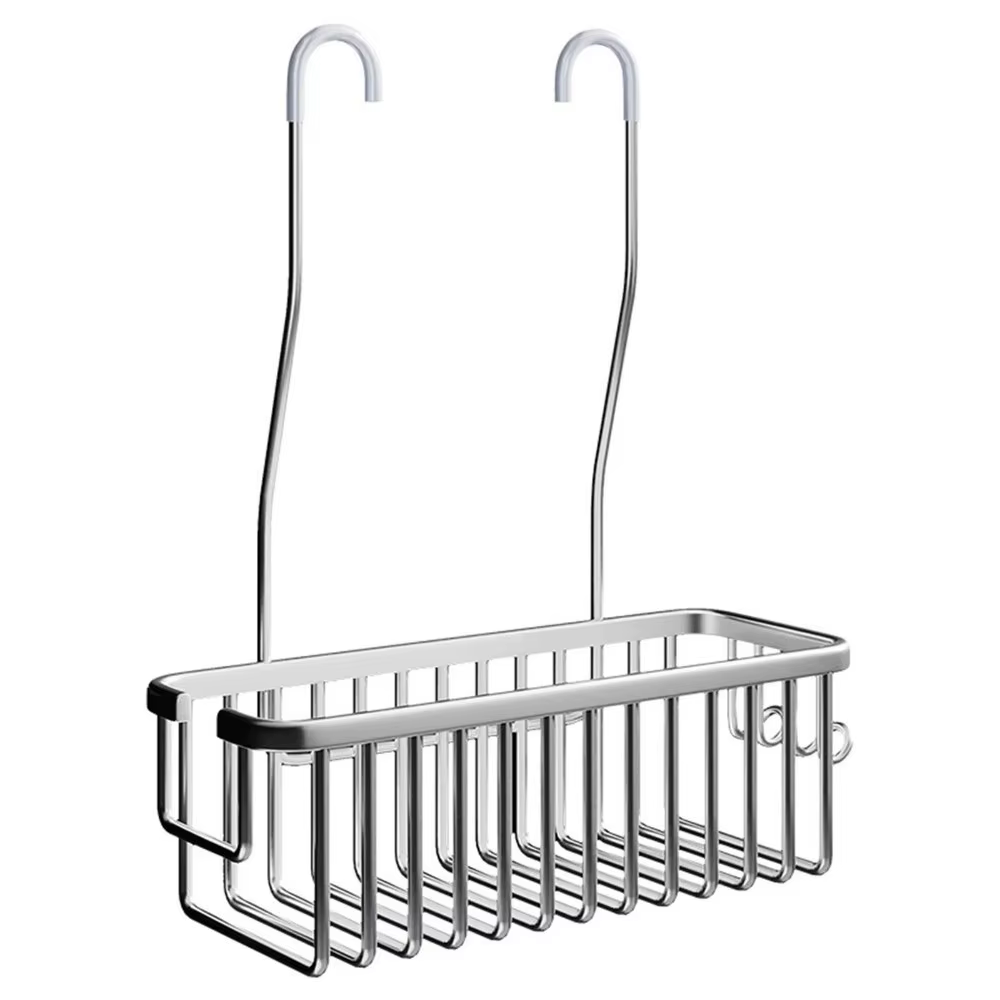 Panier de rangement mural pour salle de bain en acier inoxydable, sans perçage, étagère de douche et