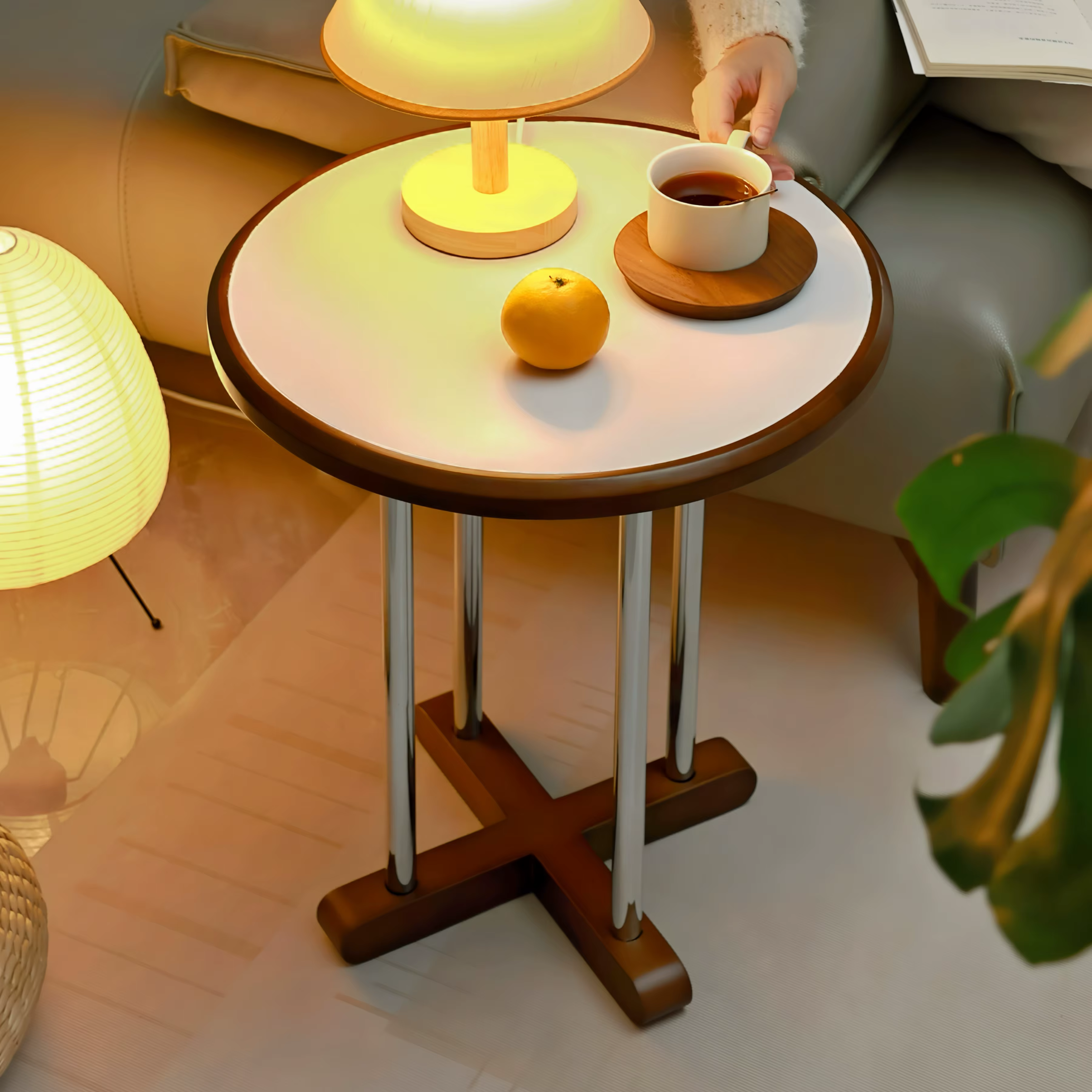 Table basse d'angle vintage style Mid-Century, table d'appoint, table de bureau d'hôtel, table à caf
