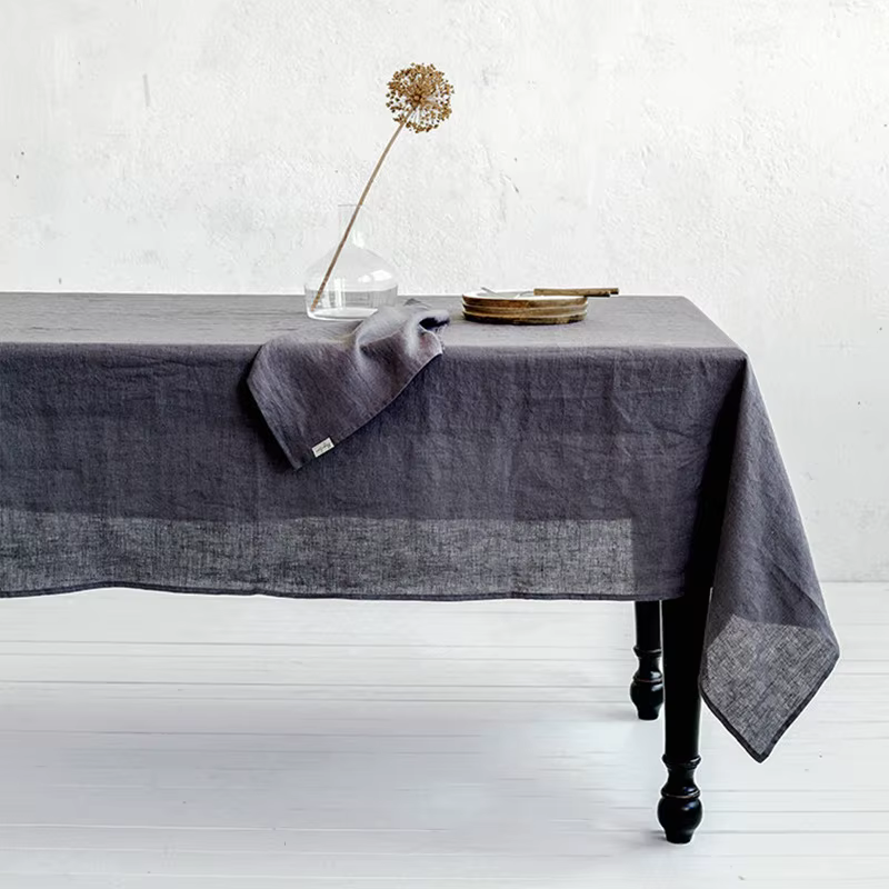 Nappe en lin pur 100% lin naturel français pour la cuisine, la table à manger, respirante, douce et 