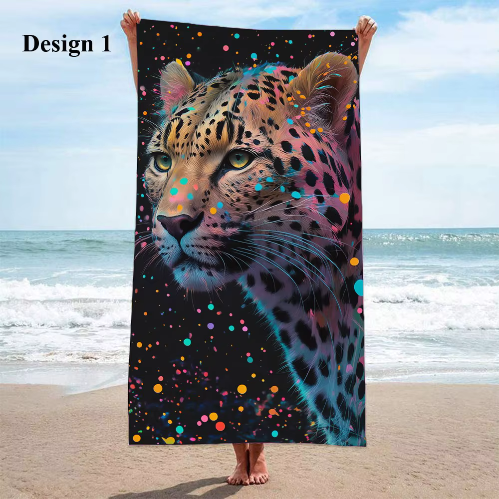 Grande serviette de plage léopard en microcarence, serviette de tête, spa,surf, natation, sports de 