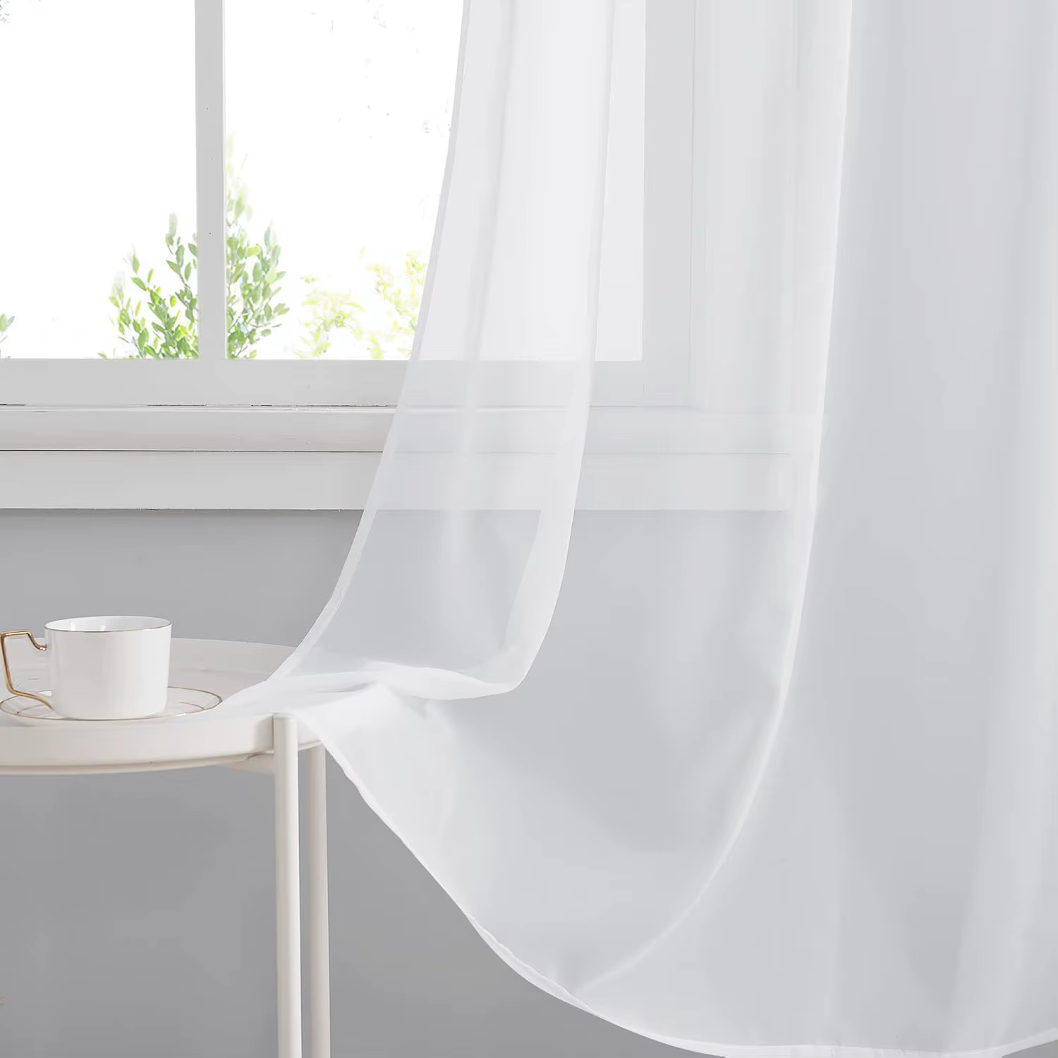 Voilages blancs de 310 cm de hauteur pour salon, salle à manger, chambre, balcon – Rideaux transpare