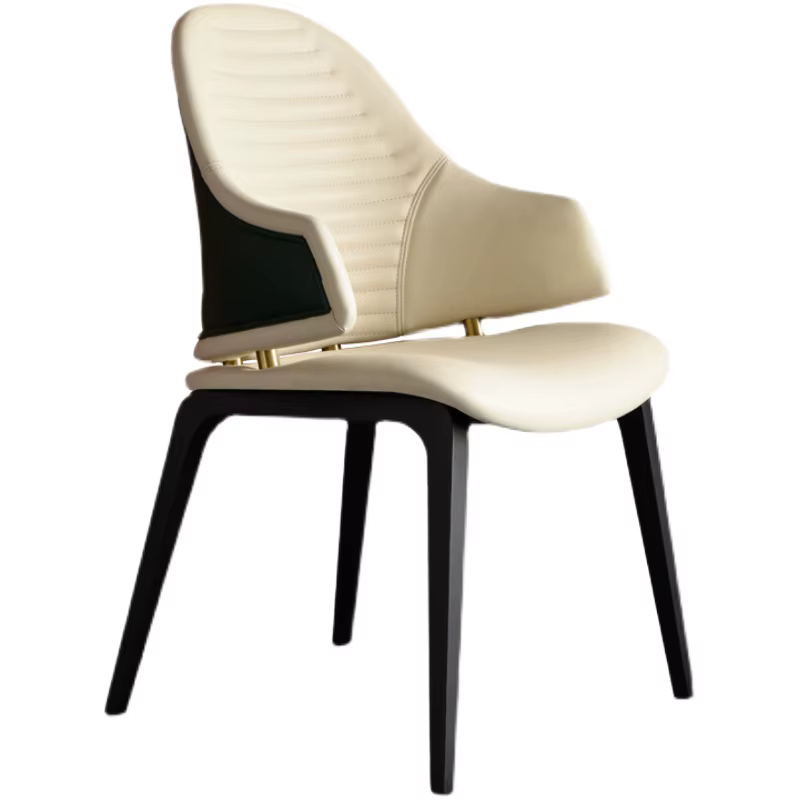 Chaise de dossier de salle à manger en cuir léger, chaise de loisirs simple, moderne et de luxe