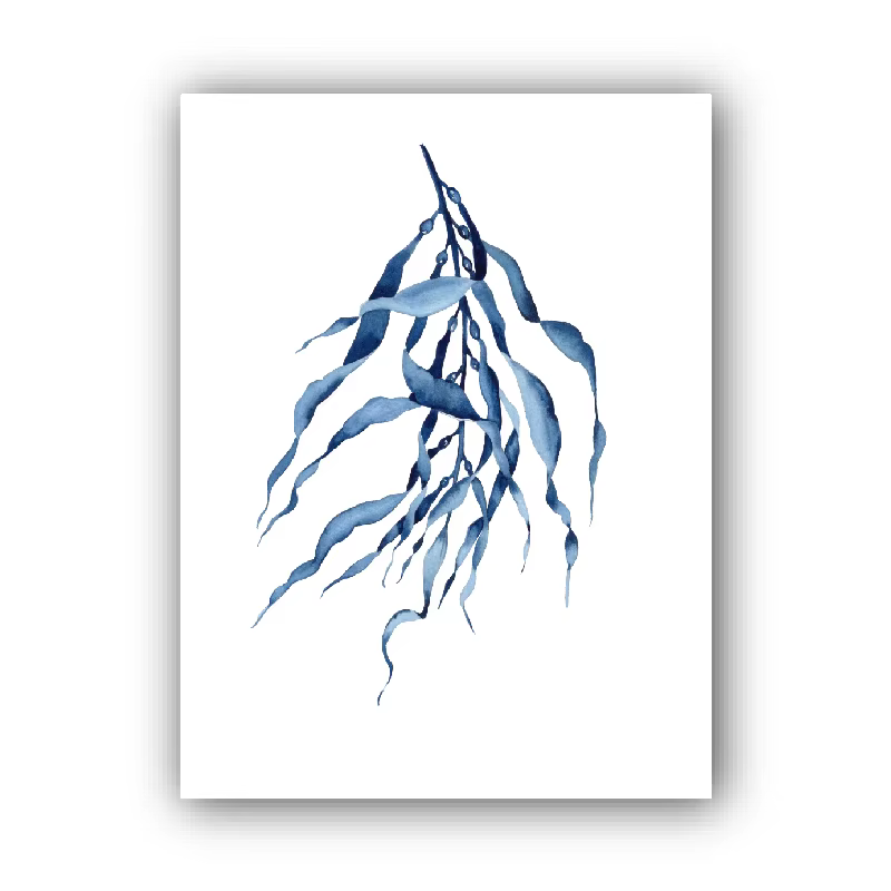 2026 Impression artistique aquarelle Corail bleu, Affiche algues bleues, Art mural côtier, Peinture 