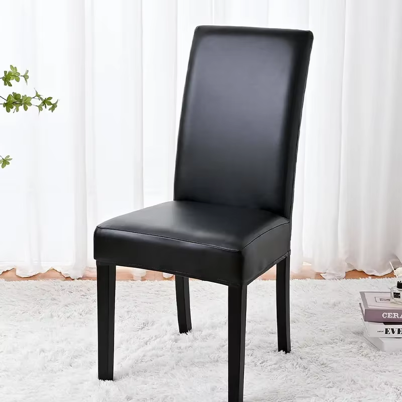 Housse de chaise en cuir pour salle à manger, tissu PU tout compris, imperméable, élastique, anti-po