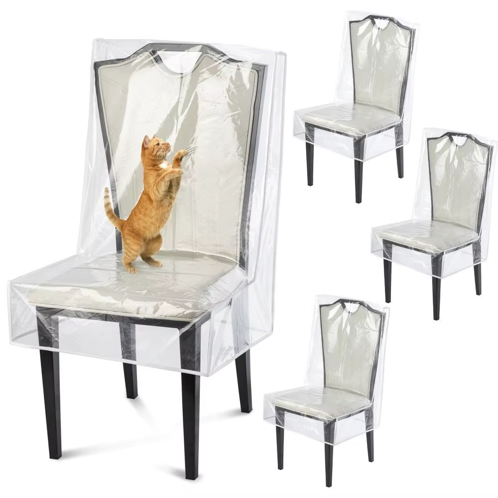 Housses de chaise de salle à manger en PVC durables, imperméables, résistantes aux taches, transpare