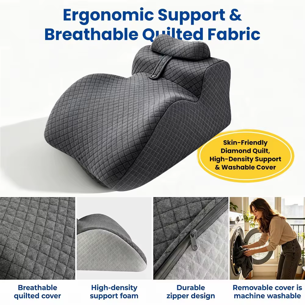 Oreiller de lit ergonomique multifonctionnel en mousse à mémoire de forme, coussin lavable pour le s