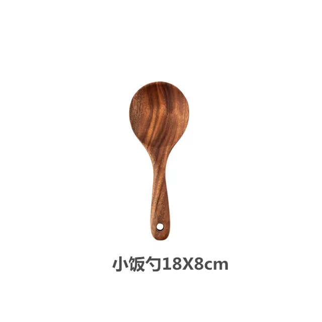 Vaisselle en bois naturel de teck thaïlandais, cuillère, louche, tourneur, longue passoire à riz, éc