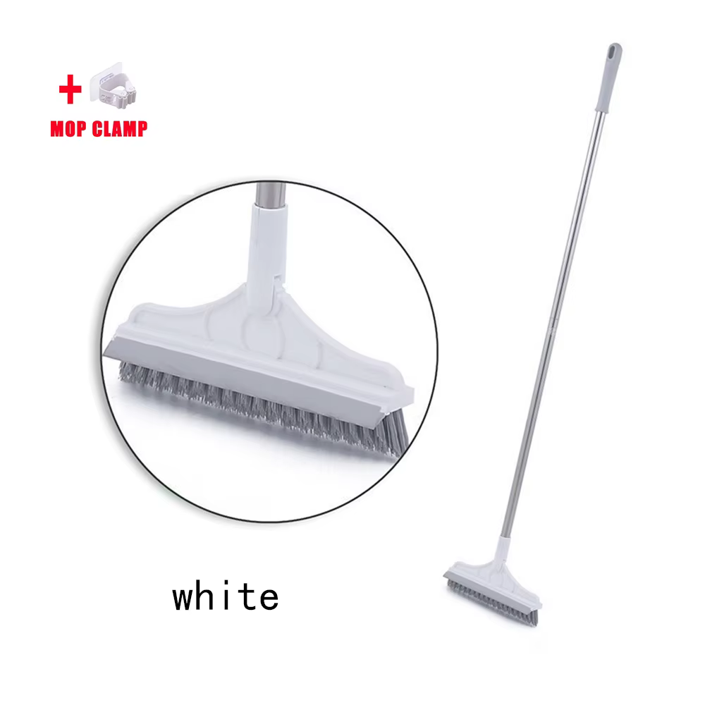 Brosse à récurer, brosse de nettoyage de carrelage avec grattoir avec presser, brosse de salle de ba