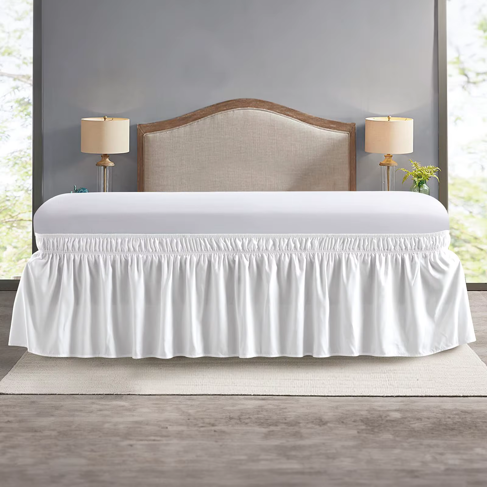 Jupe de lit élastique à volants, douce et confortable, couvre-lit résistant à la décoloration, sans 