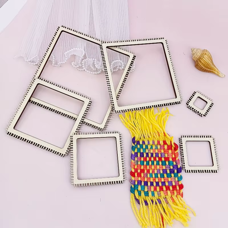 Kit de tissage carré en bois 6 pièces pour débutants, avec accessoires de tissage pour le tricot et 