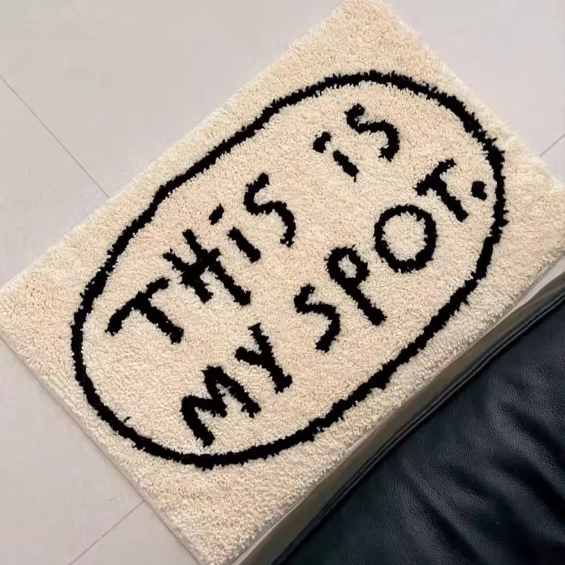 VIKAMA – tapis de chevet avec lettres noires imprimées, tapis de salon antidérapant, absorbant, rési