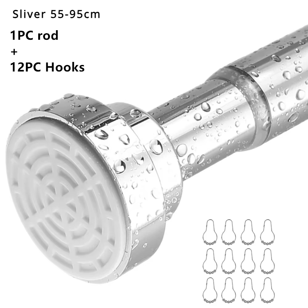 Poteaux de rideau de douche 55 à 95CM, tringle à rideau à Tension à ressort antidérapante, sans perç