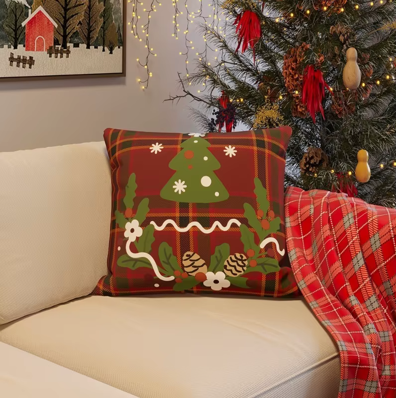 Housse de coussin imprimée de noël, 2 pièces, mode nordique, taie d'oreiller festive, cadeau de noël