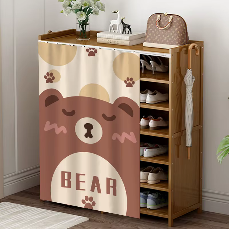 Rideau de porte étagère rideaux armoire cache-poussière rideau piste coulissante armoire anti-poussi