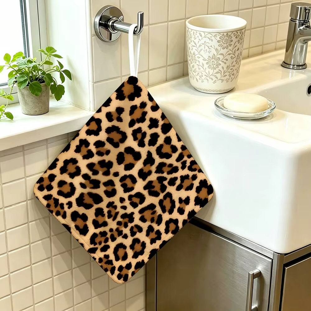 Serviette de cuisine en polyester et coton à imprimé léopard sexy, durable pour toute la maison