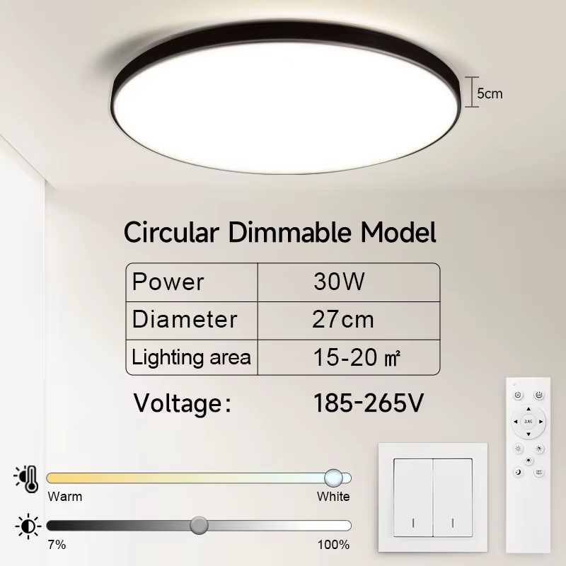 220V Dimmable plafonniers Led IP44 étanche salle de bain lampe télécommande 3 couleurs plafonnier pa