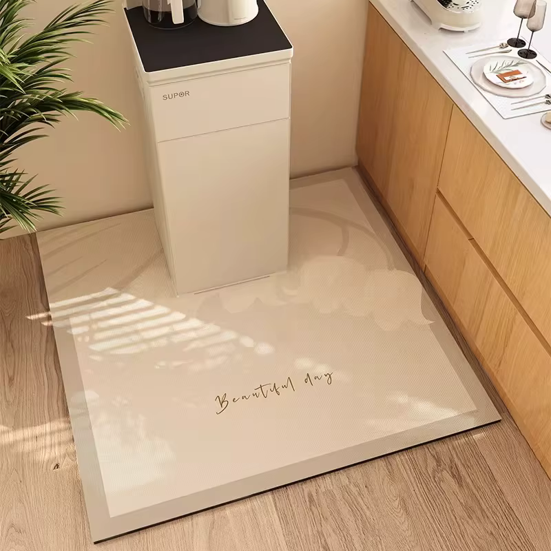Tapis de cuisine antidérapant à séchage rapide, absorbant, couleur unie, avec motif Floral, carré, d