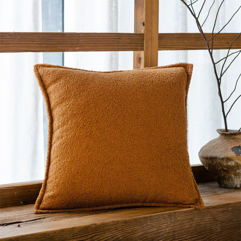 Housse de coussin en tissu brun italien, design Maillard, taie d'oreiller géométrique, texture tissé