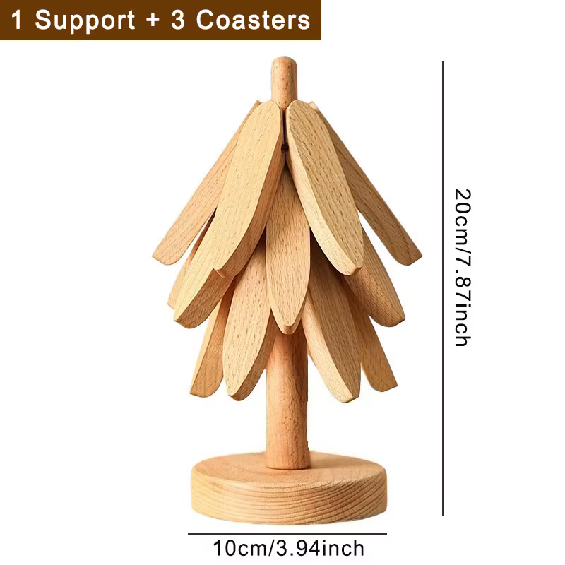 Support Design d'arbre dessous de plat en bois de bambou, tapis de Table décoratif Anti-brûlure rési