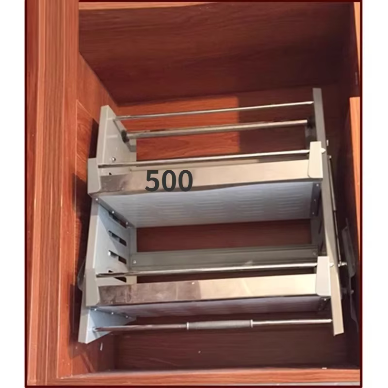 Armoire de cuisine en acier inoxydable, armoire élévatrice, panier de chute, support à bols