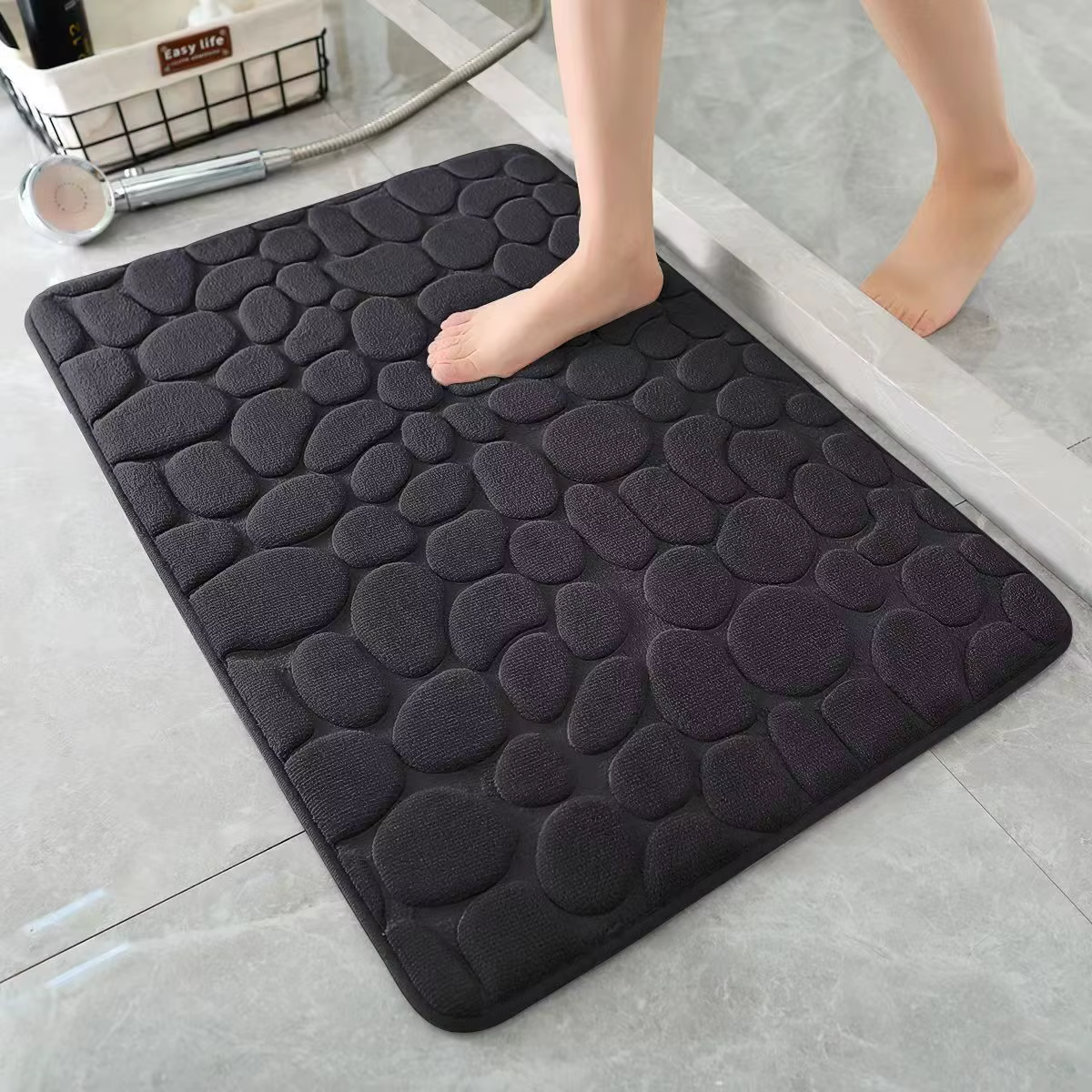 Tapis de Bain 3D Antidérapant, Produit Absorbant, Lavable en Machine, vaccage Rapide