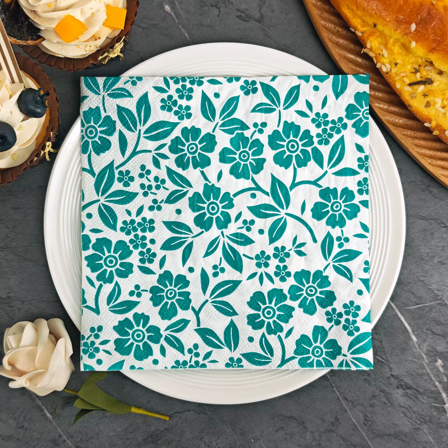 Serviettes en papier à motif vert 2 plis, 33x33cm, 20/50 pièces, adaptées aux fêtes à thème, serviet