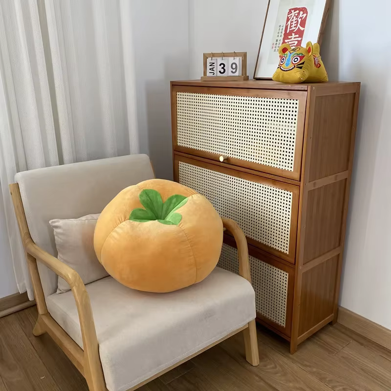 Coussin avec champignon végétal en forme de tomate, kaki, coussin rond pour siège de fenêtre pour ch