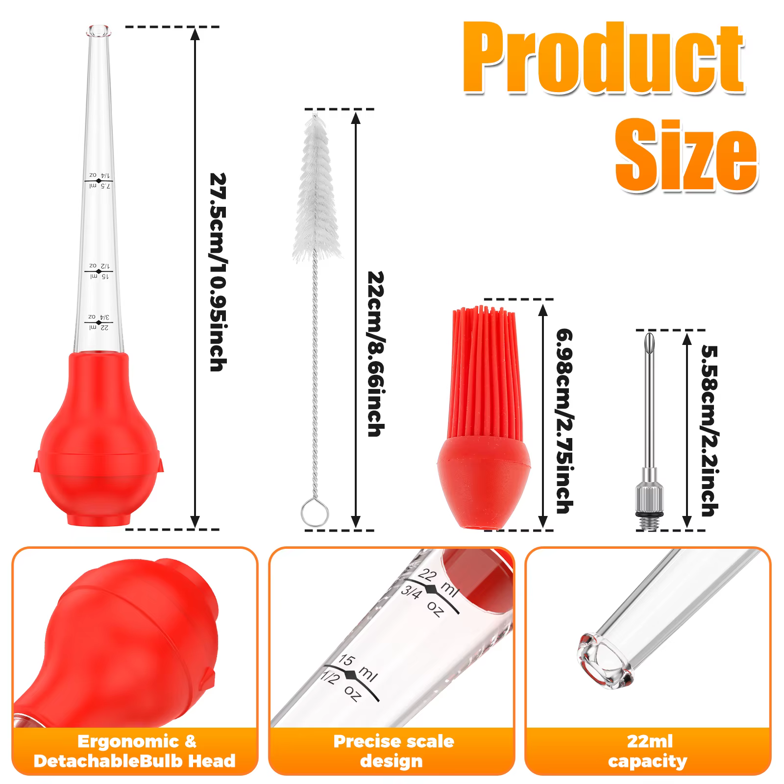 Seringue d'injecteur de viande, seringue d'injecteur de dinde pour barbecue Grill, Kit d'injecteur d