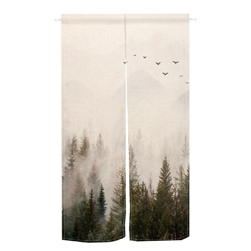 Rideau de porte de montagne de forêt de brume, rideau de séparation, drapé, demi-rideau d'entrée, ar