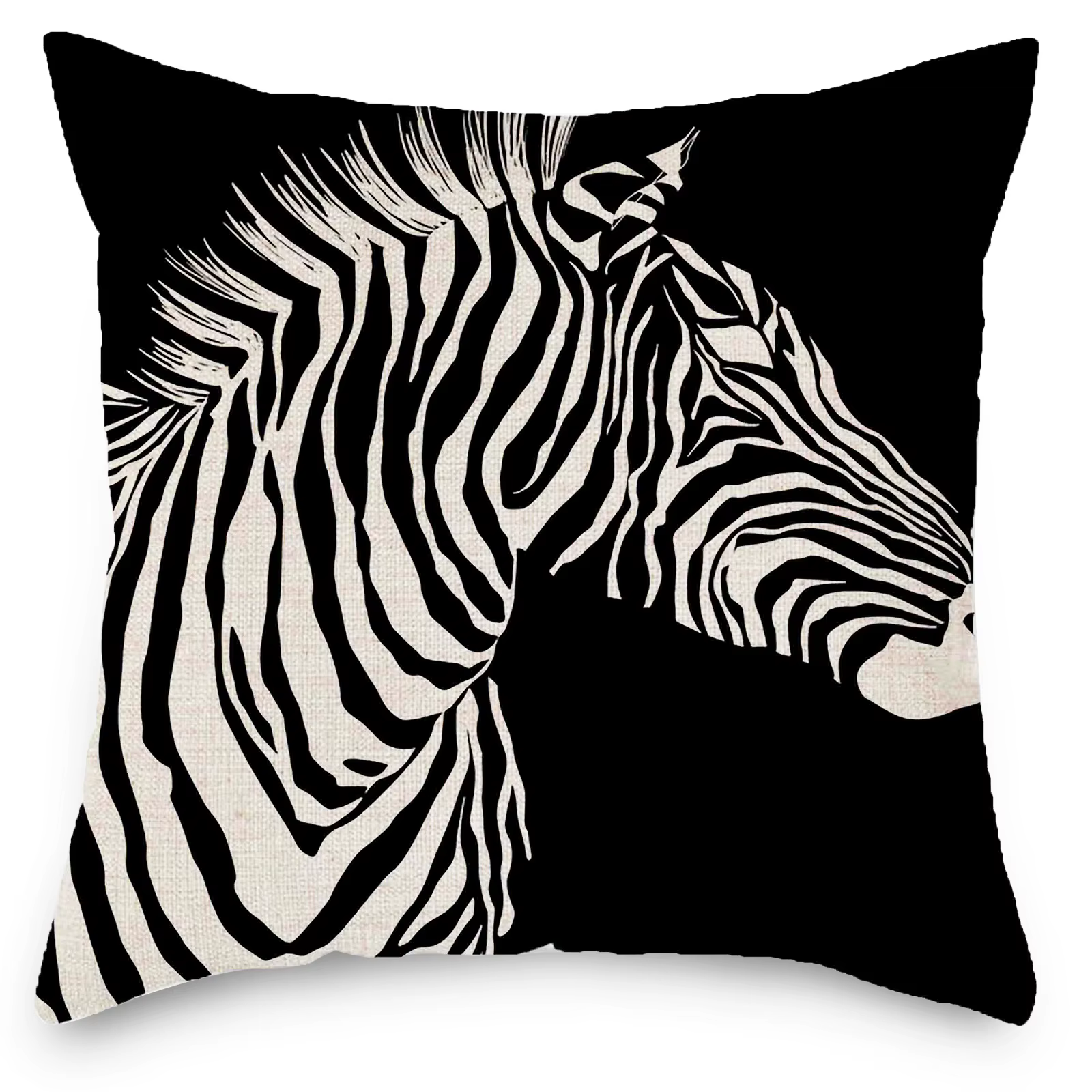 Juste de coussin en lin épaissi de zèbre noir sauvage africain, taie d'oreiller, vêtements de canapé