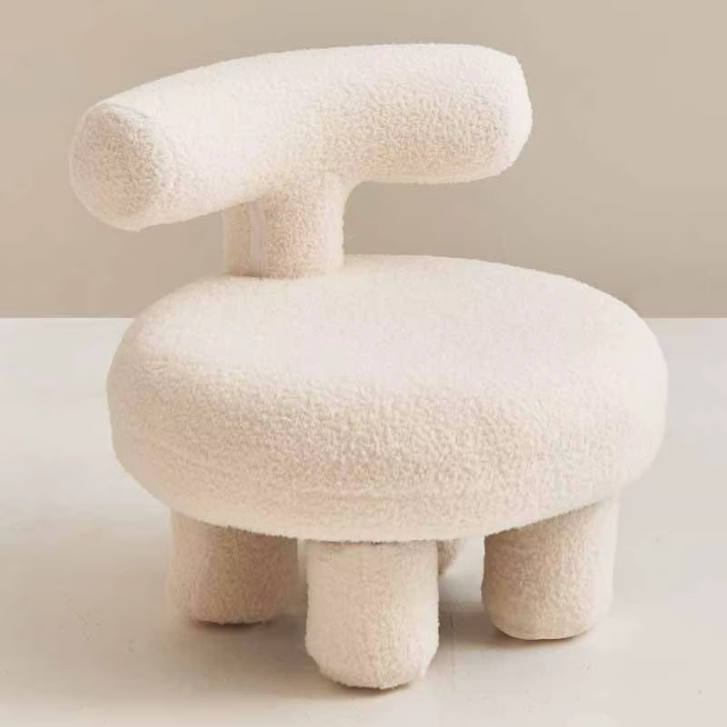 Chaise de canapé en laine d'agneau de luxe, meubles, chaises de dossier de salon de maison, tabouret