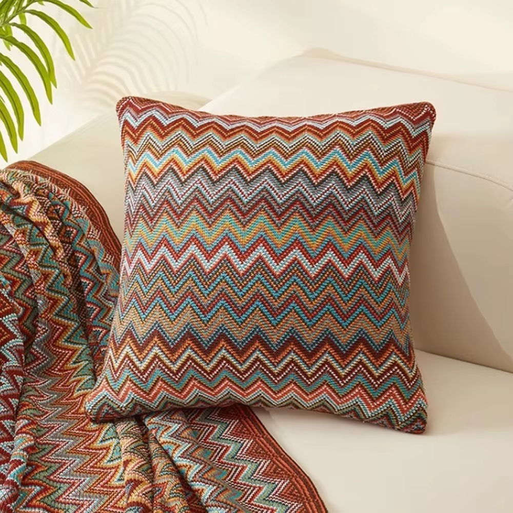 Housse de coussin rayée style bohémien, taie d'oreiller tricotée douce, 45x45cm, pour la décoration 
