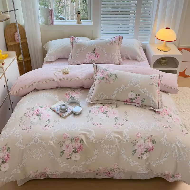 Ensembles de couverture d'athlon d'impression de pur coton doux coloré, double, fleurs fraîches lumi