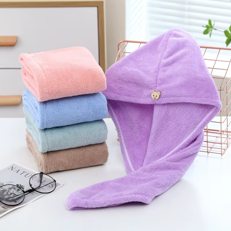 Femmes cheveux longs serviette de cheveux à séchage rapide serviettes en microfibre douce bonnet de 