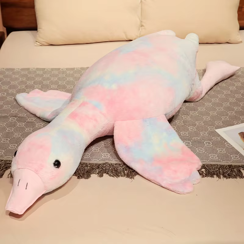 Oreiller long en peluche d'oie colorée, grande taille, 130cm, aile réaliste, coussin de canapé, cade