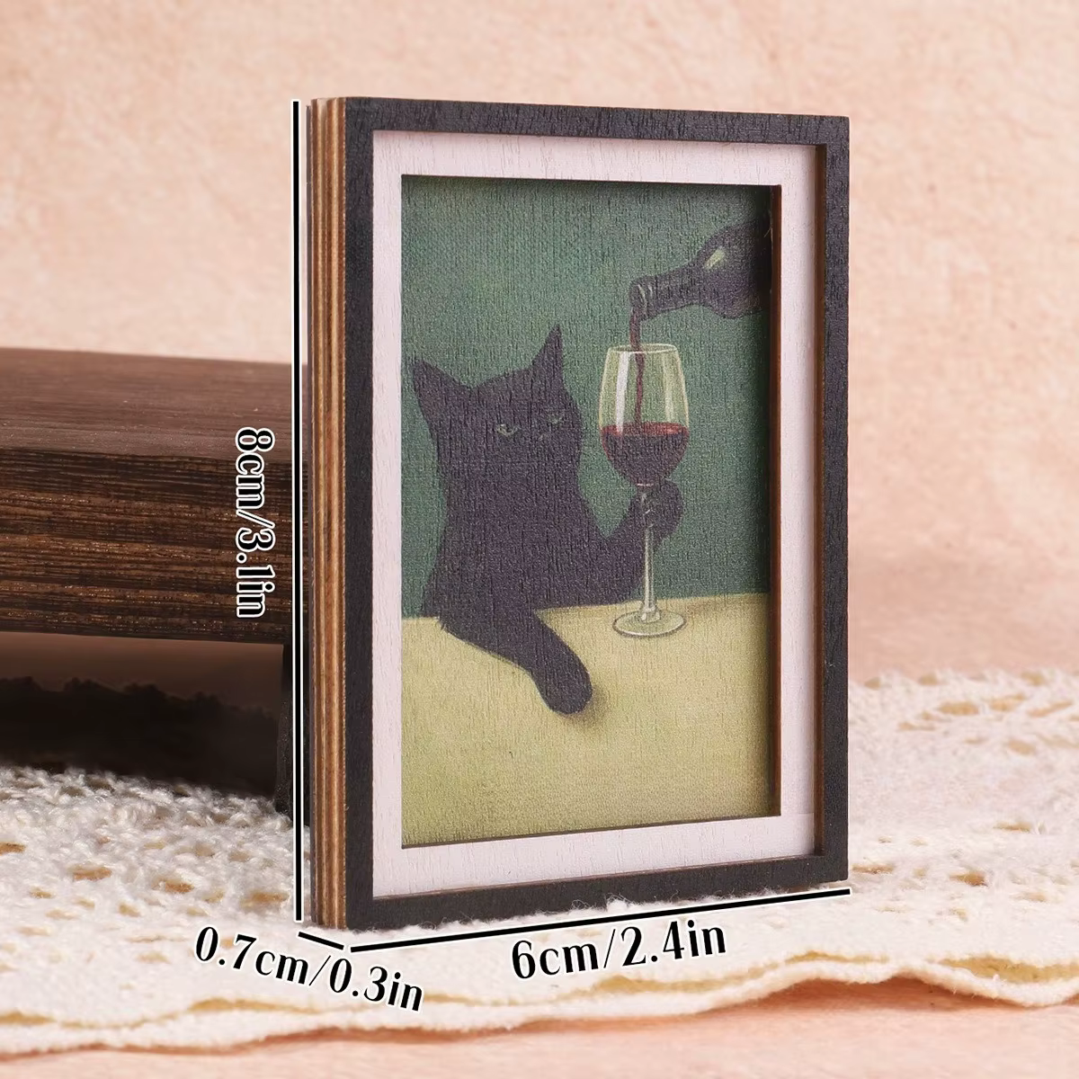 Aimant de réfrigérateur Chat Noir, Mini aimant décoratif encadré mignon, Aimant de décoration d'été 