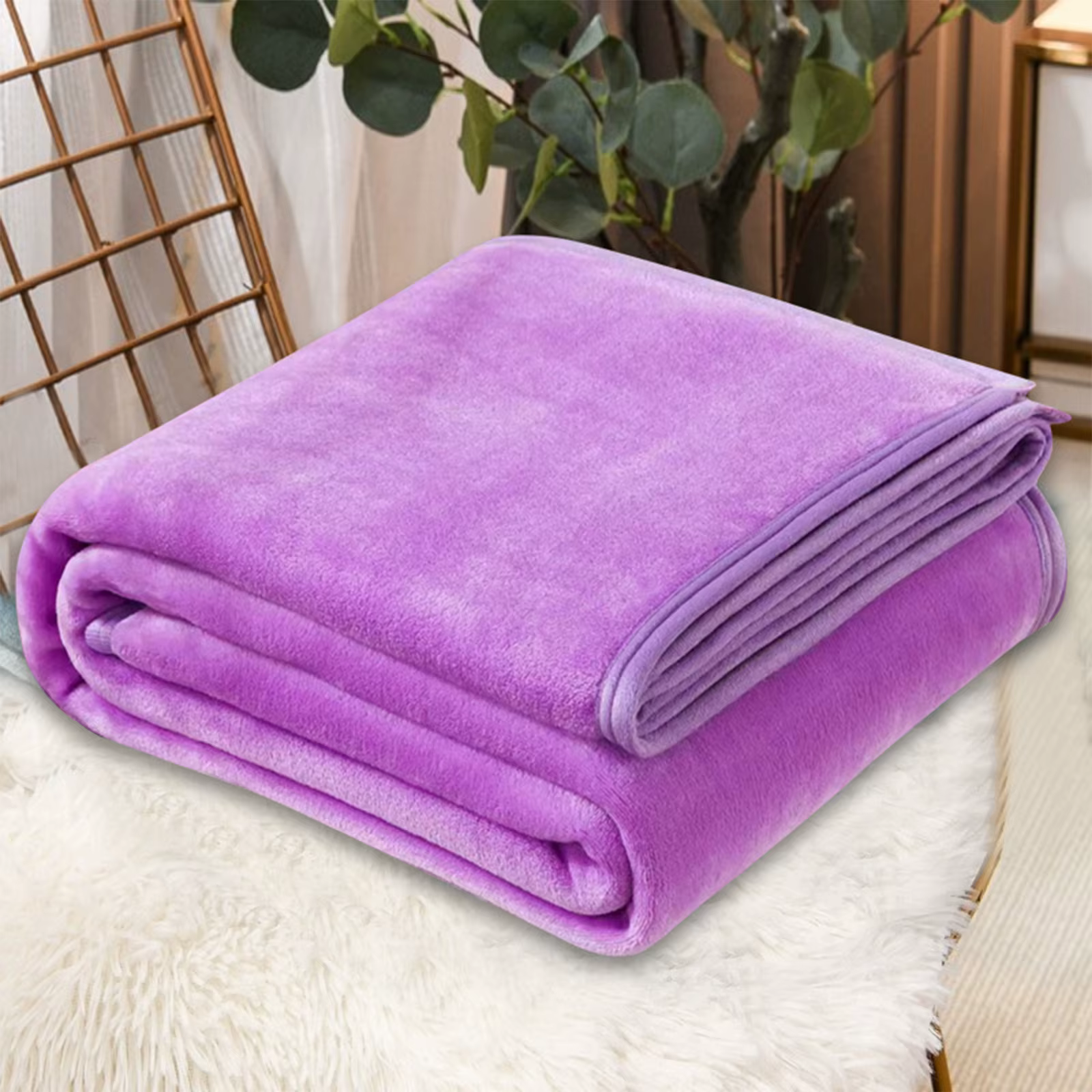 Couverture polaire douce et pelucheuse, double, colorée, de luxe, chaude et confortable, en peluche,