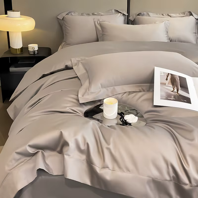 Housse de couette en coton, couleur unie, style hôtel, literie douce et respirante, qualité coton ég