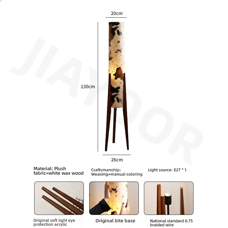 Lampe sur pied vintage en bois massif pour salon, lampe d'appoint pour canapé, lampe de chevet pour 