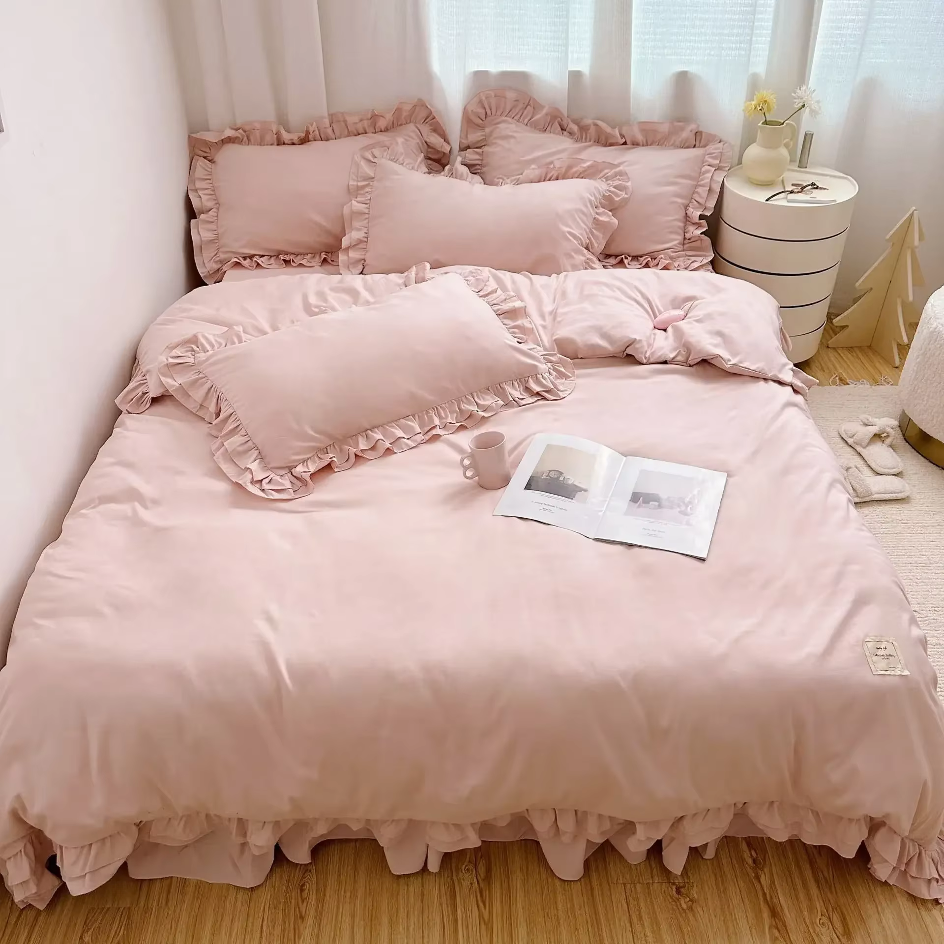 Parure de lit européenne simple pour grande famille, comprenant une grande housse de couette confort